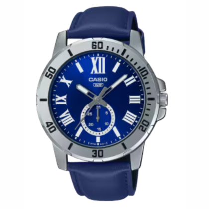 Casio General MTP-VD200L-2B Navy Blue Leather Band Men Watch